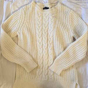 Nautica Ivory Cable-Knit Women's Sweater — Classic Crewneck - L
